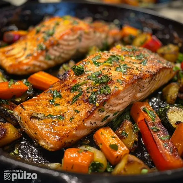 Receta de salmón con vegetales salteados. Conozca los ingredientes y el paso a paso para prepararla fácil y rápido. 