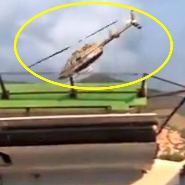 Helicóptero caído lunes 26 de febrero en Medellín.