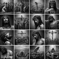 Las 15 estaciones del viacrucis. Esta es la memoria, pero también la contemplación del rostro doliente de Jesús, que con amor dio la vida por su pueblo. 