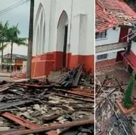 Edificaciones en Nariño, Antioquia, afectadas por el duro vendaval. Más de 90 casas se quedaron sin techo.