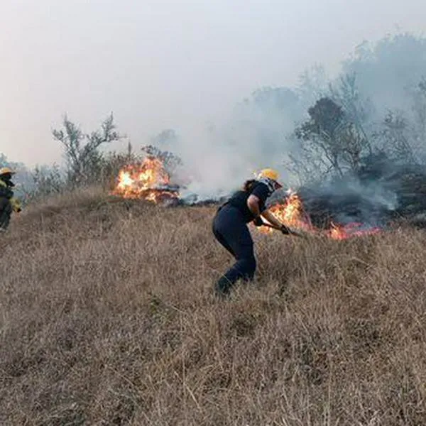 Bomberos vuelven a luchar contra el incendio en Bosa, Bogotá, que habían apagado el 13 de marzo.
