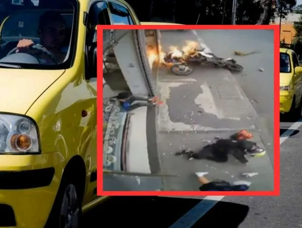 foto de taxi y de accidente de tránsito en Bogotá. 
