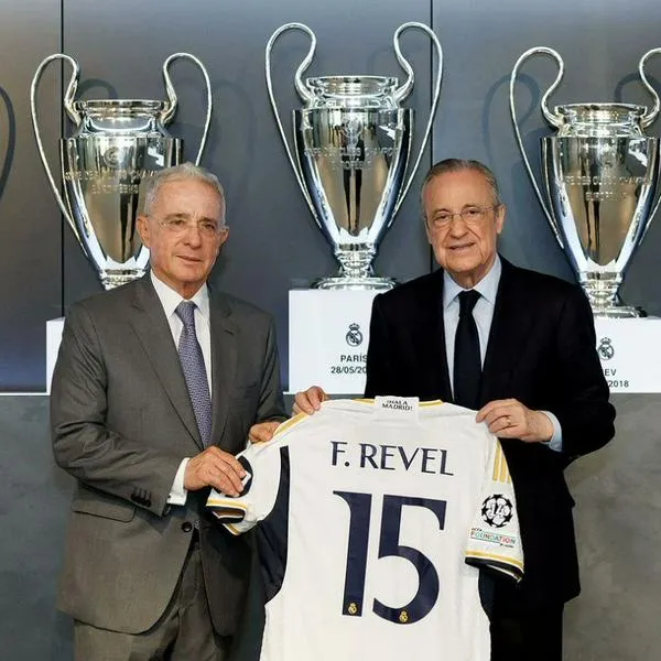 Álvaro Uribe y Florentino Pérez reunidos en oficinas del Real Madrid.