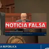 Imagen de noticia falsa por nota sobre advertencia del Banco de la República