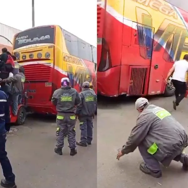Bus de Rápido Tolima cayó sobre conductor que lo estaba reparando en la calle 13 de Bogotá