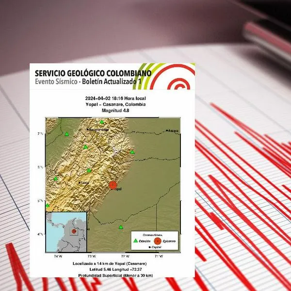 Temblor en Colombia hoy 2024-04-02 18:16:53 en Yopal - Casanare, Colombia