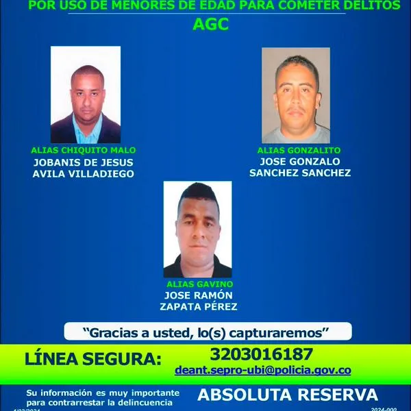 Ellos son los 3 presuntos jefes del 'Clan del Golfo' más buscados en Antioquia