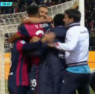 Yerry Mina hizo gol con Cagliari ante Juventus: video y cómo fue