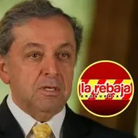 Periodista deportivo Sebastián Jaramillo y logo de Drogas La Rebaja 