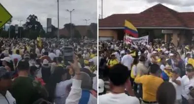 Protestas frente a la casa de Gustavo Petro, en Chía