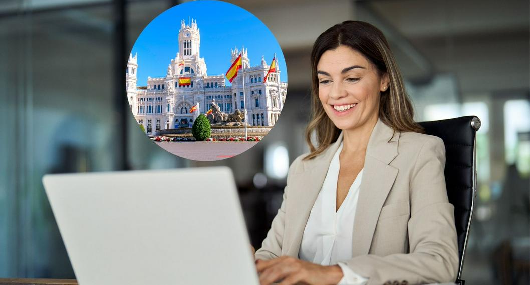 Imagen de mujer en computador por nota sobre trabajo en España para colombianos