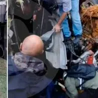 Aparatoso accidente en Las Palmas: volqueta perdió el control y terminó volcada