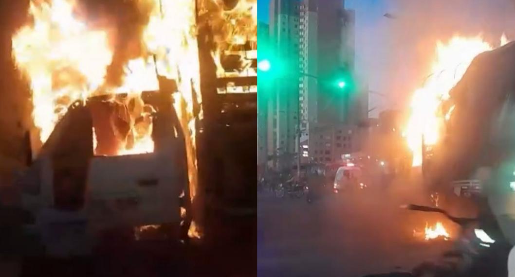 Incendio de camión en Ciudad Bolívar, cerca a Bogotá, queda registrado en video