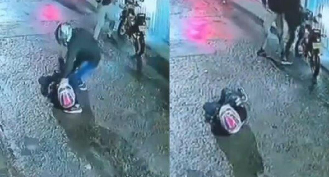 Hombre fue brutalmente golpeado por delincuentes que robaron su motocicleta