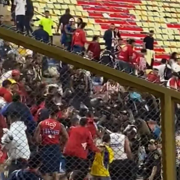 Hinchas de Junior se agarraron con la Policía en estadio de Perú antes de partido en Libertadores: video