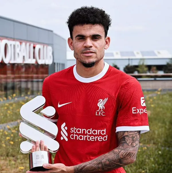 Luis Díaz, el mejor jugador del Liverpool de Inglaterra.