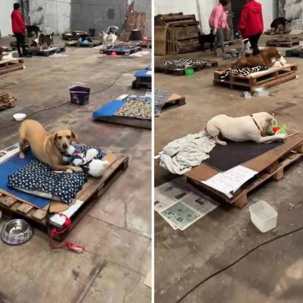 Perros rescatados de inundaciones en Brasil son cuidados en refugios donde les dan peluches para distraerse: video