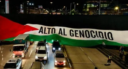 Bandera en apoyo a Palestina fue ondeada en inmediaciones al Estadio el Campín