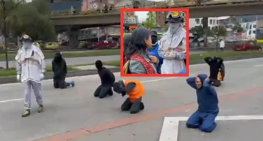 Protesta U. Nacional: mujer frenó a encapuchados que iban a cerrar la carrera 30