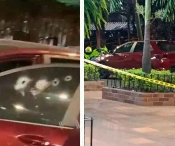 Carro atacado a disparos en Medellín. 
