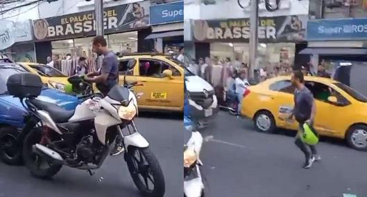 Fotos de pelea en Cúcuta, en nota de video viral de motociclista que armó en pelea y acabó huyendo asustado en Cúcuta