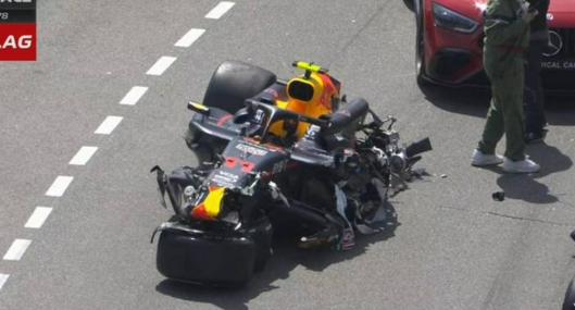 Accidente de Checo Pérez en la primera vuelta del Gran Premio de Mónaco de Fórmula 1.