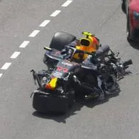 Accidente de Checo Pérez en la primera vuelta del Gran Premio de Mónaco de Fórmula 1.