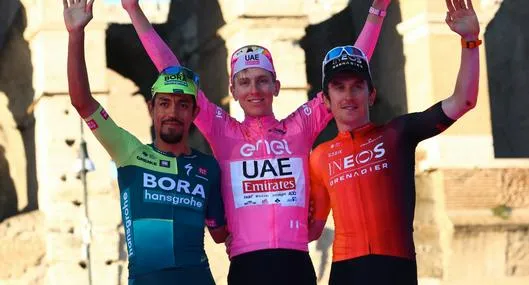 Daniel Martínez y el emotivo momento en Giro de Italia al subir con sus hijos al podio