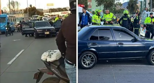 Así quedó el carro que fue atacado a tiros en la autopista Sur de Bogotá en un caso de fleteo