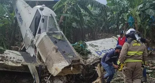 Avioneta de fumigación de se vino a tierra el 2 de junio de 2024 en Antioquia.