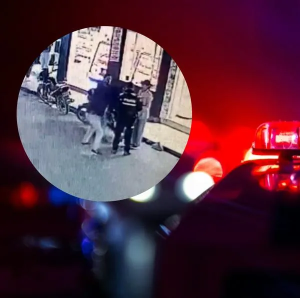 Policía agredido con machete.