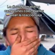 Reacción de los campesinos al probar sushi por primera vez.