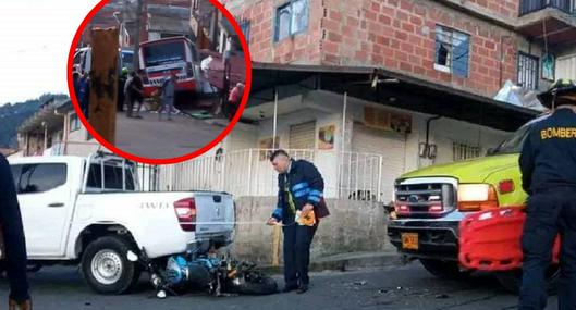 Grave accidente en Bello: se llevó a ocupantes de una moto e impactó varios carros y una casa