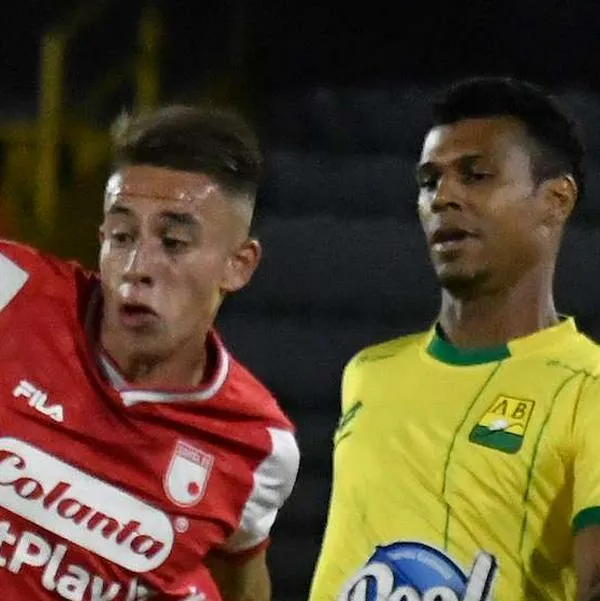 Foto de jugadores de fútbol, en nota de Bucaramanga vs Santa Fe EN VIVO hoy partido de Liga: transmisión gratis Internet