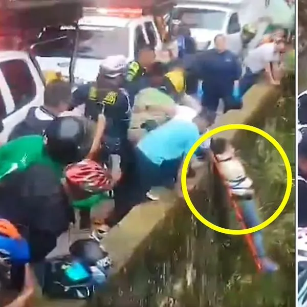 Mujer que cayó de moto al Salto del Tequendama y fue rescatada con vida.