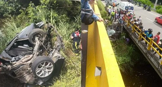Accidente de tránsito dejó 2 muertos y carro terminó partido por la mitad