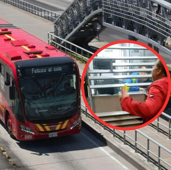 Mujer llorando por pasaje de Transmilenio.