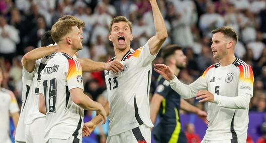 Jugadores de la Selección de Alemania y un festejo de gol contra Escocia, por la Eurocopa 2024.