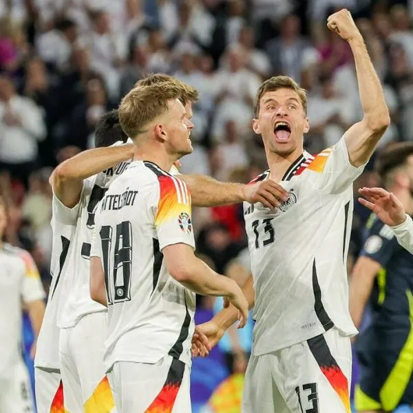 Jugadores de la Selección de Alemania y un festejo de gol contra Escocia, por la Eurocopa 2024.