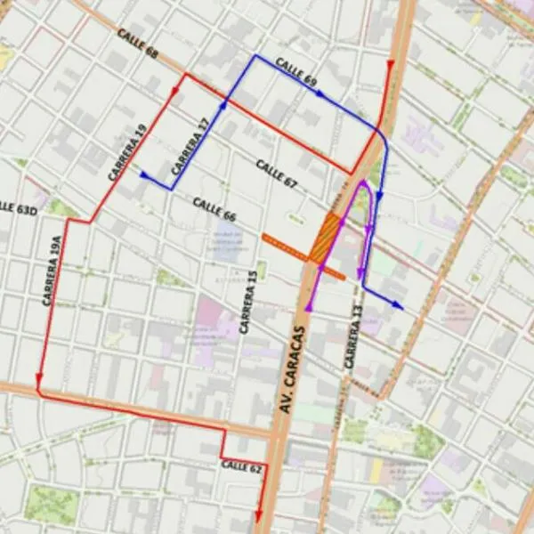 Cierre vial en la avenida Caracas entre calles 66 y 67 en Bogotá: conozca los horarios