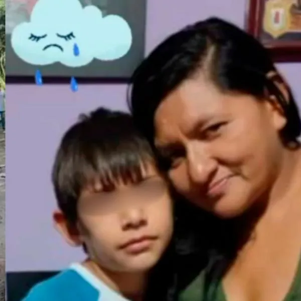 Mercedes Ipujan y su hijo. Víctimas de ataque de carro bomba en Cauca.