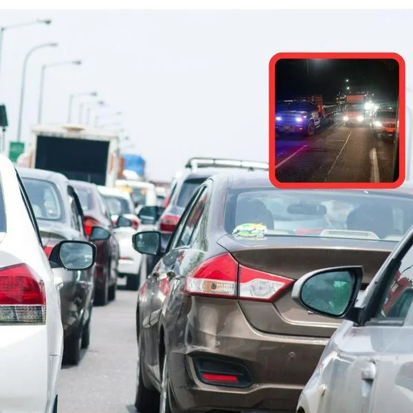 Trancón en Autopista Norte (Bogotá) por arreglos frente al centro comercial Bima