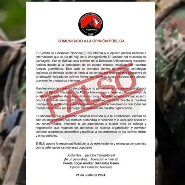 Comunicado del ELN sobre atentado en Bolívar