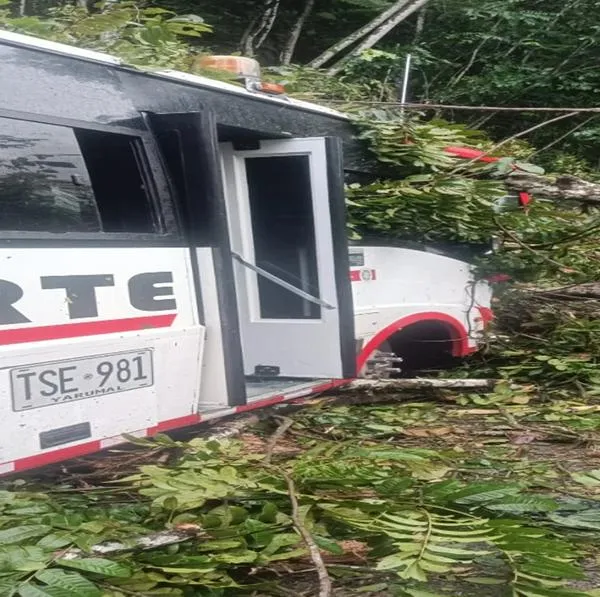 Conductor y pasajeros se salvan de milagro, luego de que roca cayera sobre un bus en la vía Medellín-Bogotá