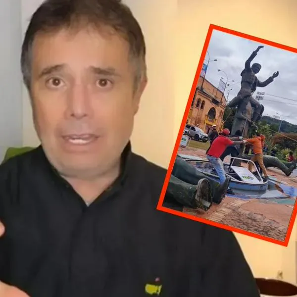 "Vándalos politizados": Londoño, furioso por estatua de César Rincón que tumbaron