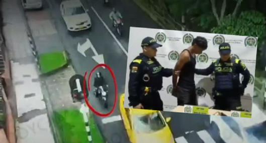 Apareció video del robo por el que fue capturado el hijo de Iván René Valenciano, gloria del fútbol colombiano. Policía lo persiguió.