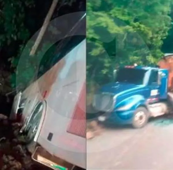 Por esquivar derrumbe, un bus acabó en un barranco en la vía a la Costa, en Tarazá: hubo siete heridos