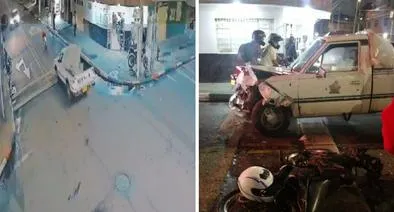 Fuerte accidente en Bogotá: motociclista chocó con una camioneta y salió volando