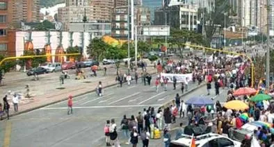 Lluvias y marchas en Bogotá. 