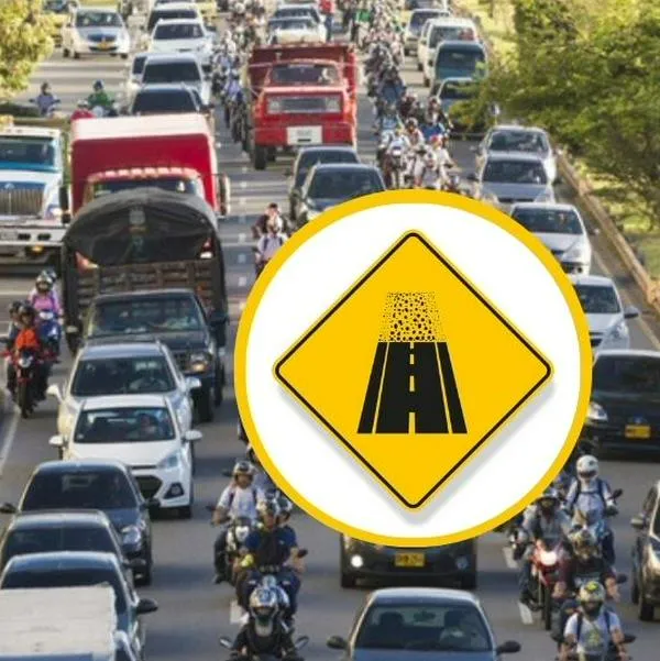 Foto de carretera y de señal de final del pavimento, en nota de qué significa la señal de vía sin pavimentar en Colombia y cómo actuar al verla
